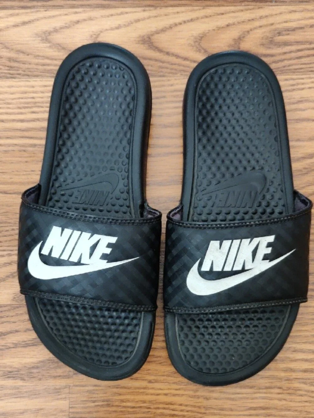 Nike Black Slide Sandals with White Logo